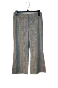 Donna Degnan Plaid Wide Leg Crop Pants 10" Side Slit Black Red Gray Size 2  - Picture 1 of 3