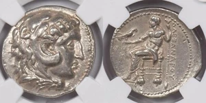 Königreich Mazedonien 336-323 v. Chr. AR Tetradrachme silber NGC CH XF 17,10g früher Post - Bild 1 von 3