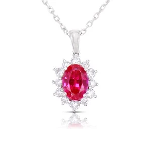 Lab-Grown Diamond 0.27ct and Lab-Grown Ruby 1.24ct Pendant & Chain - Picture 1 of 3