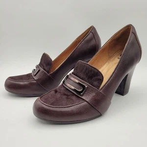 Sofft Women's Misty Full Grain Leather Cowhair Heels Sz 7.5 Mahogany Brown - Picture 1 of 16
