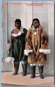 SIBERIAN WOMEN AT ALASKA YUKON PACIFIC EXPOSITION SEATTLE WA ANTIQUE POSTCARD - Picture 1 of 2