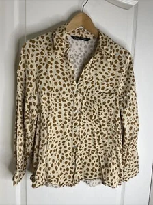ZARA Woman’s Cheetah Print Button Down Top Size M - Picture 1 of 8