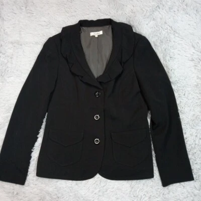 Vintage Atelier Womens Suit Blazer Jacket Black 10 Pockets Three Button Collar - Image 1 of 4