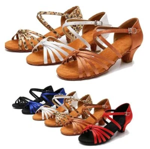 Hot Ballroom Salsa Tango Heeled Latin Dance Shoes Children Girls Womens Size - Picture 1 of 21