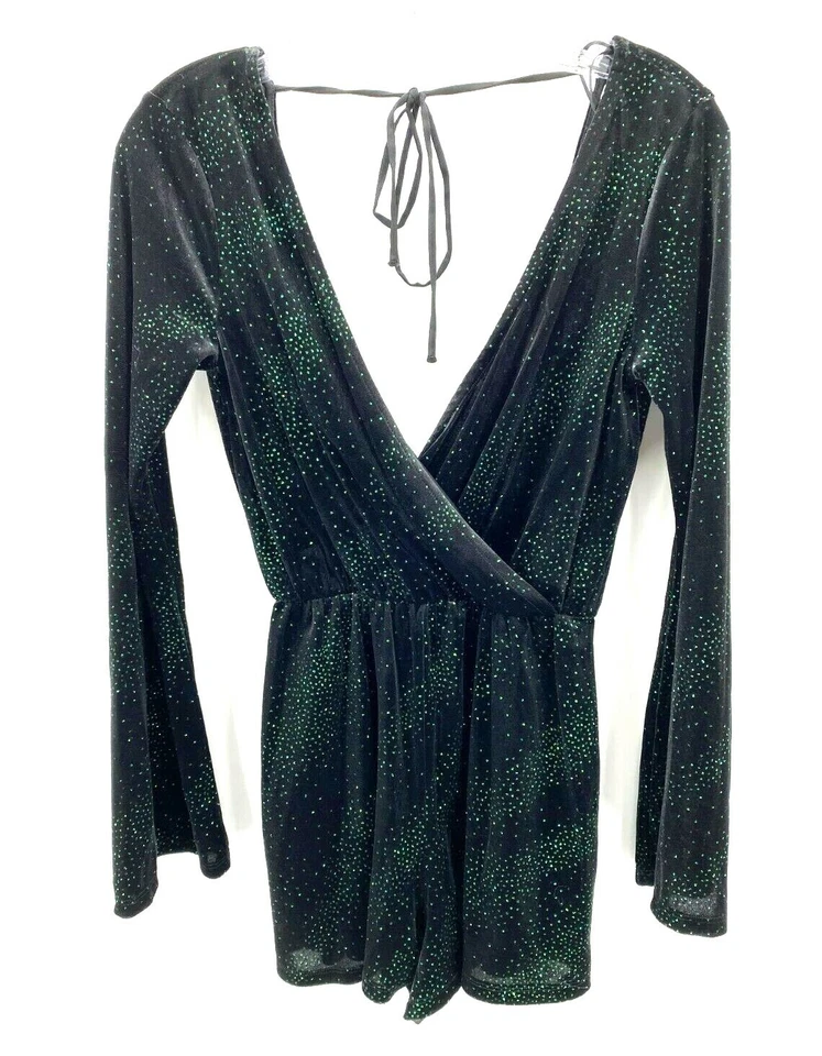 Mameluco Topshop para mujer EE. UU. 4 negro azul brillo terciopelo grunge hada caprichoso Foto 1 de 4