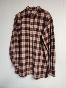 LL Bean XL Tall Long Sleeve Flannel Brown Tan Plaid - Picture 1 of 7
