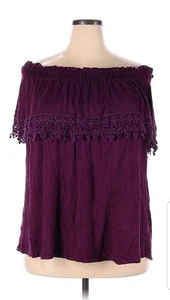 LANE BRYANT Magenta Pink Lace Trim Short Sleeve Blouse Size 18/ 20 ( 2X ) - Picture 1 of 5