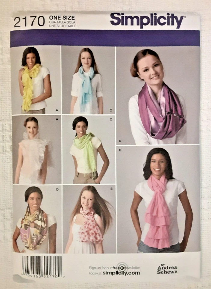2011 Simplicity Sewing Pattern 2170 Womens Scarves 4 Styles Accessories 13841