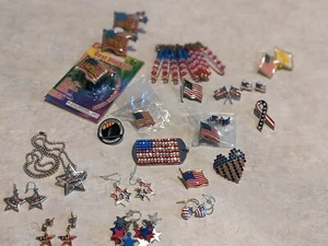  Lote de Joyería Bandera Americana 4 de Julio Rojo Blanco y Azul - Imagen 1 de 8