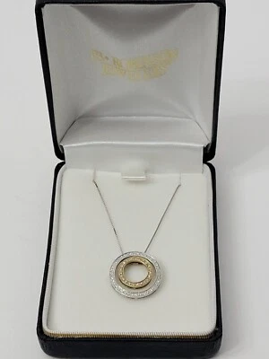 Colgante Doble Círculo Diamante Oro 10K con Cadena 2 Tonos Blanco Amarillo Foto 1 de 4