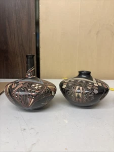 Set Of 2 Signed Alonso Meraz Mata Ortiz Pottery - Picture 1 of 8