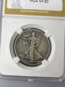 Medio dólar de plata S Walking 1921 PSA GSA 30 - Imagen 1 de 4