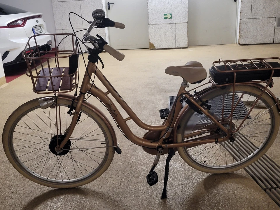 Elektro Fischer Fahrrad RETRO Stil mit Korb, - Bild 1 von 4