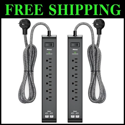 6 Outlet Power Strip Surge Protector - 15Ft Extension Cord - Image 1 of 4