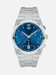Movado Bold Quest Chronograph 42mm Blue Dial Stainless Steel Watch 3601199 - Picture 1 of 5