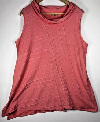 Habitat Tank Top Womens Large Pink Sleeveless Cowl Neck Textured Linen Blend - Image 1 of 4