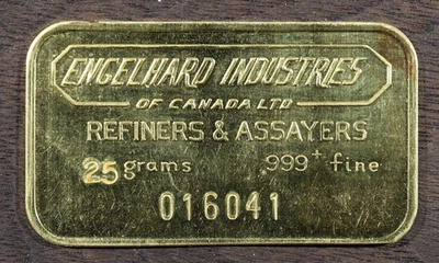 Винтажный слиток чистого золота .999 Engelhard 25 г - дефицитный - Изображение 1 из 2