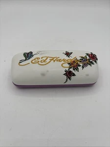 Ed Hardy Glasses/ Sunglasses Case Only Clam Shell Embroidery butterflys Roses - Picture 1 of 3