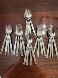 Vintage Ecko Eterna Geminette Korea 24pcs 16 Teaspoons 8 Dinner Forks Stainless - Picture 1 of 8