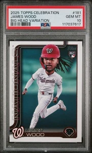 James Wood 2025 Topps Celebration Big Head Variation SSP Rookie PSA 10 Gem #181 - Picture 1 of 2