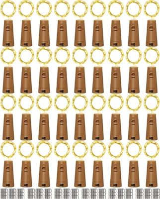 Paquete de 60 luces para botellas de vino Hortsun con mini cadena de hadas de corcho blanco cálido  Foto 1 de 4