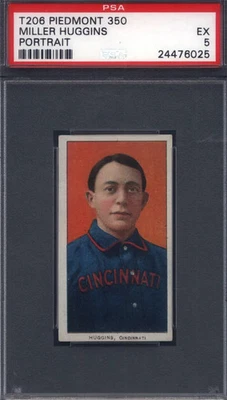 T206 Miller Huggins Portrait Cincinnati PSA 5 Piedmont Back - Image 1 of 2