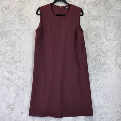 Vestido Uniqlo para mujer grande borgoña sin mangas línea A cambio forrado plisado trasero Foto 1 de 4