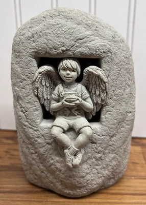 Carruth Studio Angel Boy with Frog Plaque – Garden Art Vintage 2000 Made in USA - Image 1 of 4