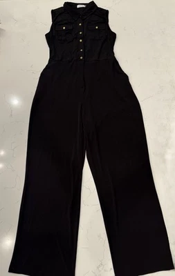 Mono para mujer Calvin Klein negro sin mangas con botones dorados talla 14 elástico Foto 1 de 4