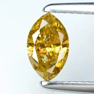 0.90Ct Rare Natural No Treated I-1 Marquise Fancy Intense Yellow Orange Diamond - Picture 1 of 8