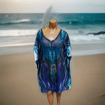 Vestido Pullover H&M Beach Cover Up Vacation Resort Piscina Lago Nadar Transparente Tie Dye M Foto 1 de 4