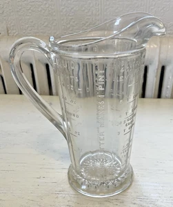 Hoosier Messkrug 1 Quart Glas Flüssigkeit Fest Antik Klar USA - Bild 1 von 11