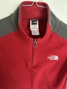 The North Face Red And Gray 1/4 Zip Fleece Jacket Boys Size Large L - Picture 1 of 3