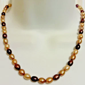 Honora 925 Chocolate Mocha and Champagne Freshwater Pearl Graduated Necklace 18" - Picture 1 of 6