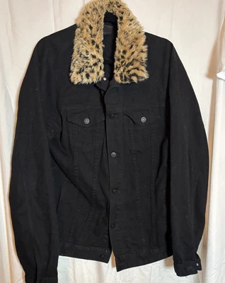 CHAQUETA VAQUERA NEGRA PARA MUJER ASOS con cuello de piel sintética talla L Foto 1 de 2