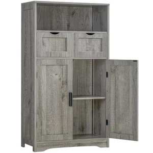 Storage Cabinet with 2 Drawers & 2 Adjustable Shelves, Kitchen Cabinet, Cupbo... - Picture 1 of 8