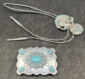 Lot Of (2) Native American Turquoise Jewelry Pieces @56 - Picture 1 of 7