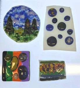FUSED GLASS TRINKETS FOR PROJECTS, ORNAMENTS - Picture 1 of 10