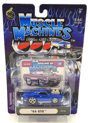 Muscle Machines 1/64 Scale Diecast 71151 03-26 - 1966 Pontiac GTO - Blue - Image 1 of 4
