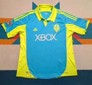 Seattle Sounders 2011 Jersey Blank MLS Adidas Soccer XBOX Highlighter Blue XL - Picture 1 of 6