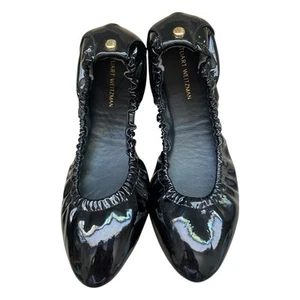 Stuart Weitzman Gabby Scrunch Rivet Suede Ballet Flat Black Size US6 EU37 - Picture 1 of 9
