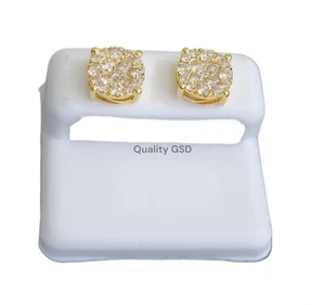 Diamond Earring Stud Real 10k Yellow Gold 1.50 CT Natural Diamond Screw Back Men - Picture 1 of 6