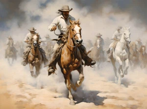 West Art Cowboy Riding Horse Home Decor Wall Art Canvas Print Poster Painting - Picture 1 of 7
