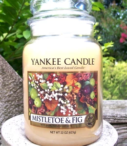Yankee Candle Retirado "MISTLETOE & FIG" Festivo ~ Grande 22 oz ~ ETIQUETA BLANCA ~ RARO ~ NUEVO - Imagen 1 de 2