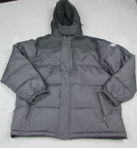 Reebok Jacket Mens Extra Large Black Full Zip Puffer Outdoors Hoodie Logo - Picture 1 of 14