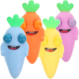  4pcs Unique Colored Carrot Pinch Toy Funny Eye Bouncing Carrot Toy Portable