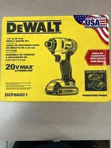 DeWalt DCF885C1 20V MAX 1/4 pulg. Kit de atornillador de impacto compacto cepillado inalámbrico - Imagen 1 de 3