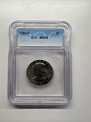 1980-P Susan B Anthony Dollar MS68 ICG Only 3 In This Grade PCGS EST Value $2200 - Image 1 of 3