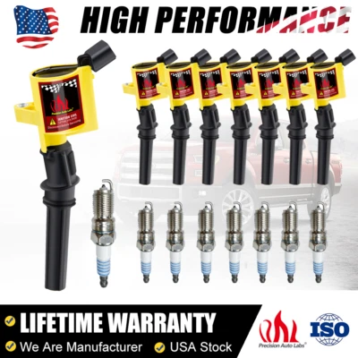 8* Ignition Coils and Iridium Spark Plugs  Set For Ford F-150 4.6L 5.4L V8 DG508 - Image 1 of 4