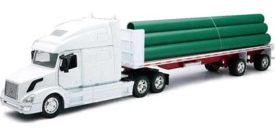 Volvo VN-780 Truck with Flatbed Trailer and Long Pipes Long Haul Truckers 1/32 - Image 1 of 4